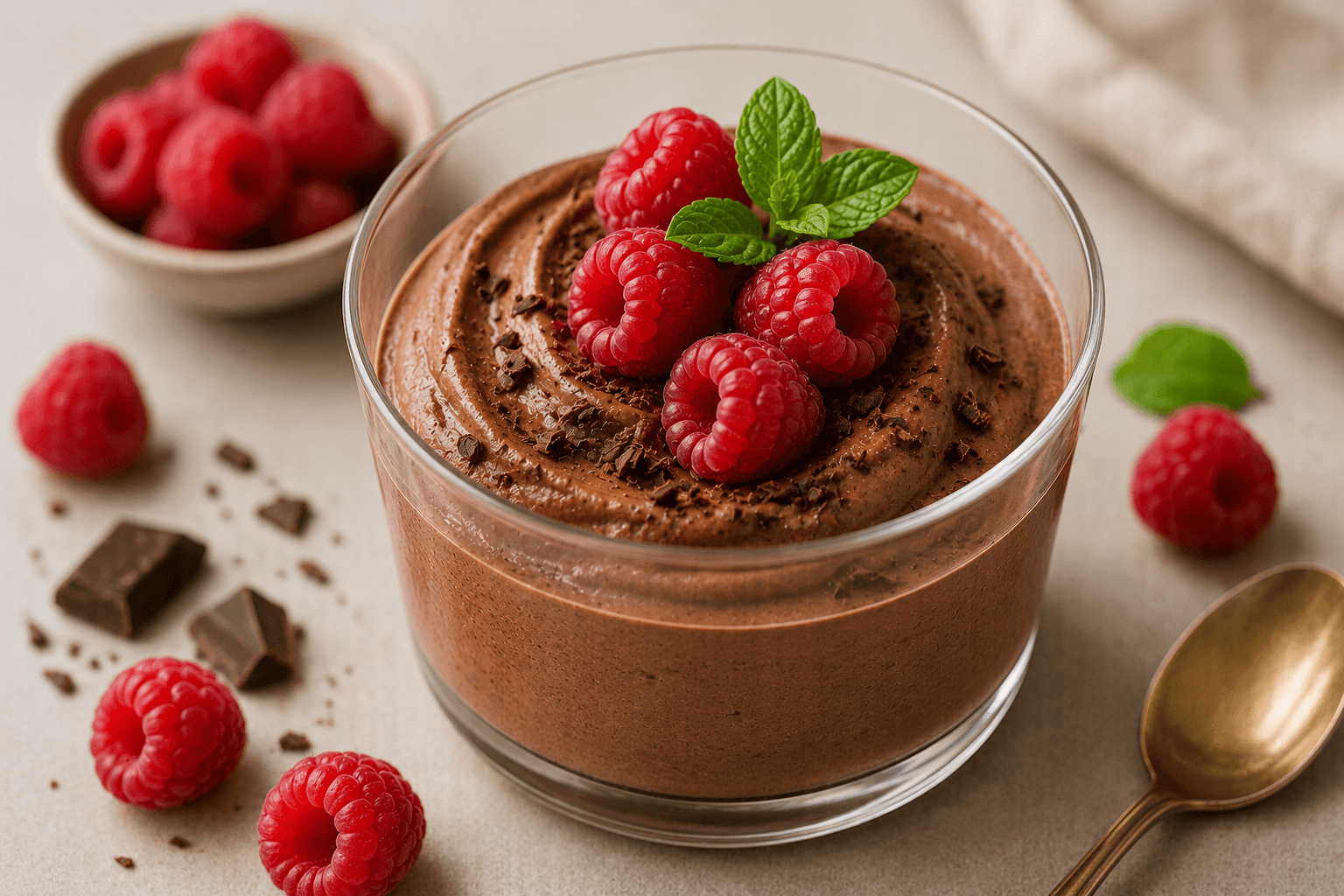 Csokoládé mousse málnával